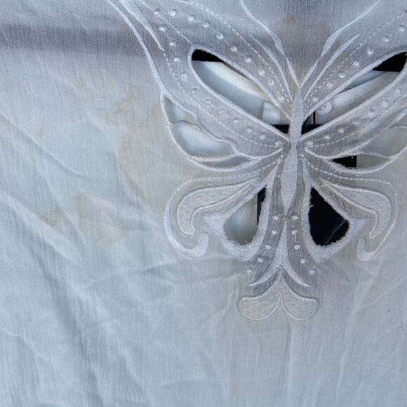 Color Block S White Boho Doleman Sleeve Embroidered Butterfly Boho Blouse - Picture 9 of 9